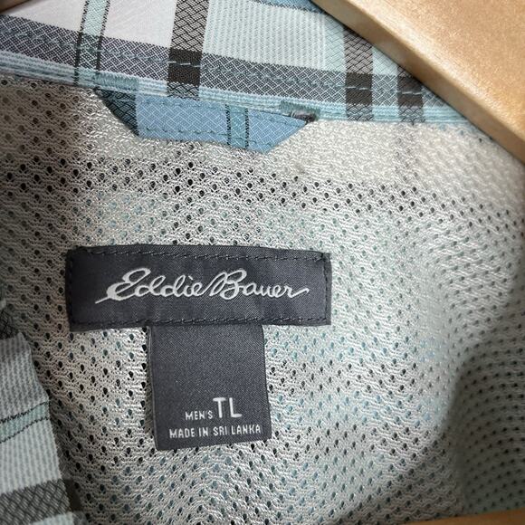 Eddie Bauer Mens Plaid Fishing Shirt Blue Size TL Tall Classic Outdoor Tech - Picture 4 of 6